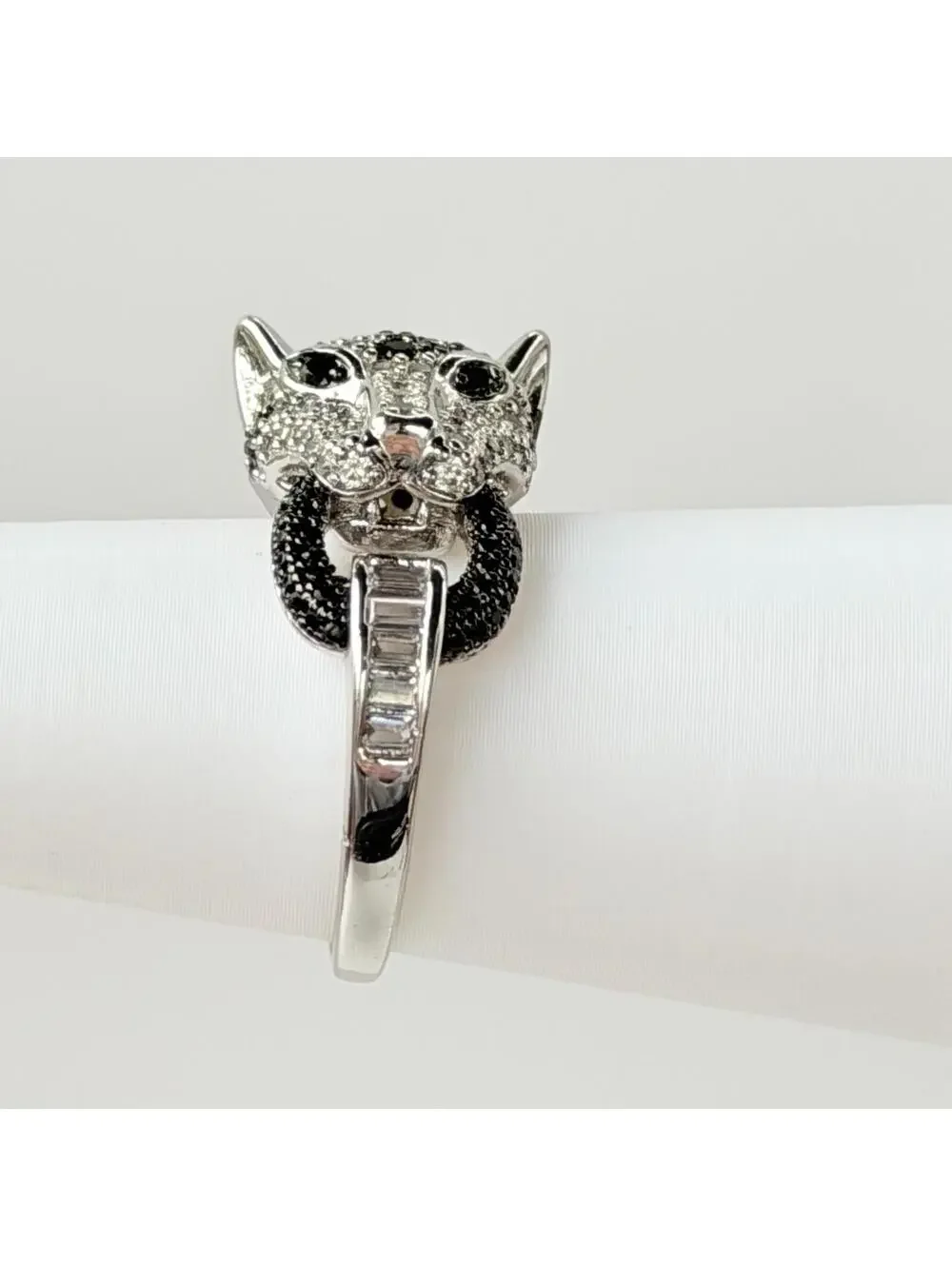 Bomb Party UNTAMED JAG Ring Sz 11 “Silence Has Teeth” Black Onyx on Rhodium